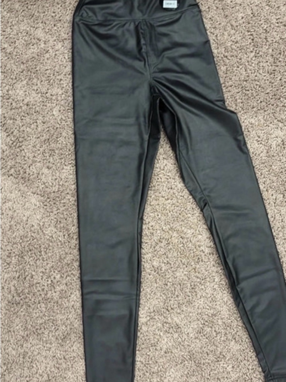 Faux Leather High-Waist Leggings - Black